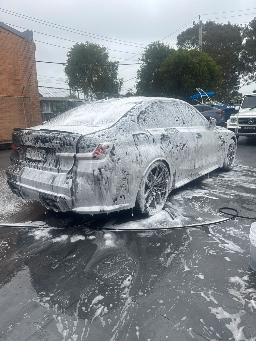 Car during a snow foam wash